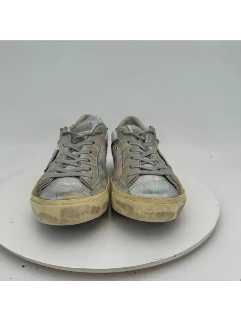Philippe Model Women Sz EU 39 US 8.5 White Rainbow Tie Dye  Leather Tennis Shoes
